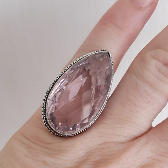 New Pink Topaz Antique Design Silver Ring. - Picture 8 of 8